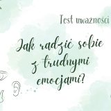 Okładka testu uważności "Jak radzić sobie z trudnymi emocjami" – kolorowa grafika z ilustracją emocji i napisem tytułowym.